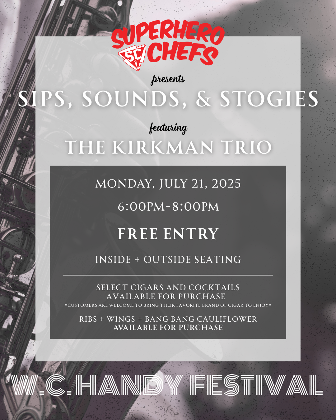 Sips, Sounds, and Stogies at Superhero Chefs
